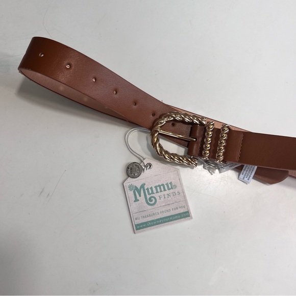 NWT Show Me Your MuMu Brown Tan Gold Olin Belt - Picture 5 of 7